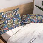 William Morris Tree of Life Blue Twilight floral textile 19th century pattern print for drapes, curtains, pillows, duvets, comforters, and home and wall decor Pillow Sham Gallery Image 2
