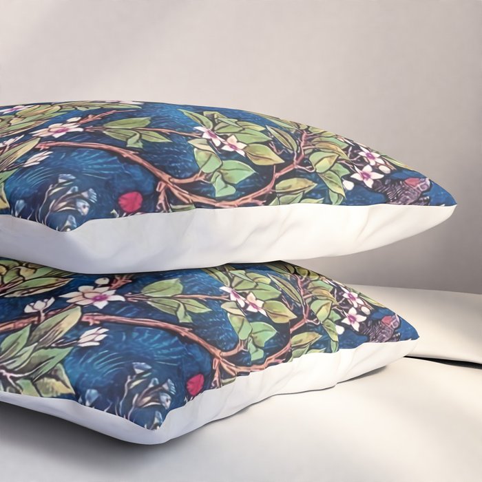 William Morris Tree of Life Blue Twilight floral textile 19th century pattern print for drapes, curtains, pillows, duvets, comforters, and home and wall decor Pillow Sham Gallery Image 3