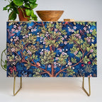 William Morris Tree of Life Blue Twilight floral textile 19th century pattern print for drapes, curtains, pillows, duvets, comforters, and home and wall decor Credenza Gallery Image 1