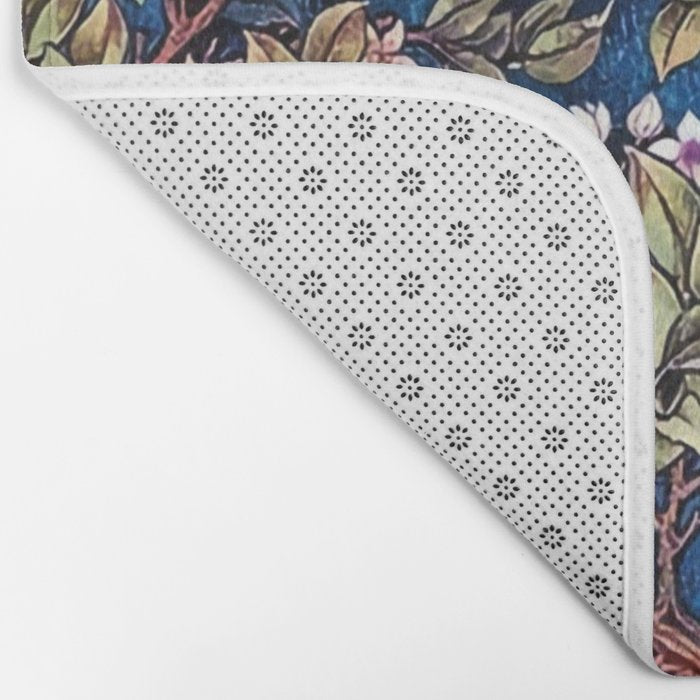 William Morris Tree of Life Blue Twilight floral textile 19th century pattern print for drapes, curtains, pillows, duvets, comforters, and home and wall decor Bath Mat Gallery Image 2