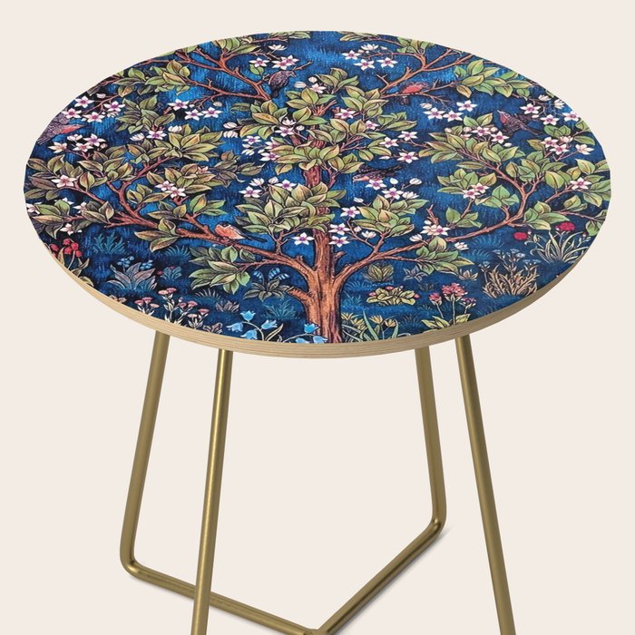 William Morris Tree of Life Blue Twilight floral textile 19th century pattern print for drapes, curtains, pillows, duvets, comforters, and home and wall decor Side Table Gallery Image 2