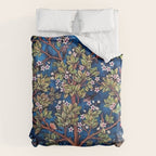 William Morris Tree of Life Blue Twilight floral textile 19th century pattern print for drapes, curtains, pillows, duvets, comforters, and home and wall decor Duvet Cover Gallery Image 6