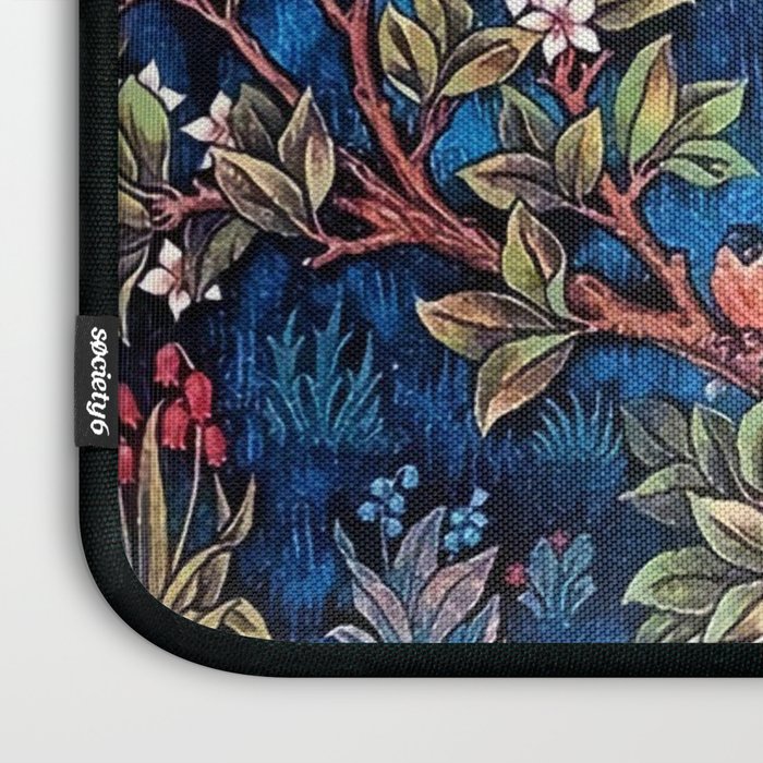 William Morris Tree of Life Blue Twilight floral textile 19th century pattern print for drapes, curtains, pillows, duvets, comforters, and home and wall decor Laptop Sleeve Gallery Image 3