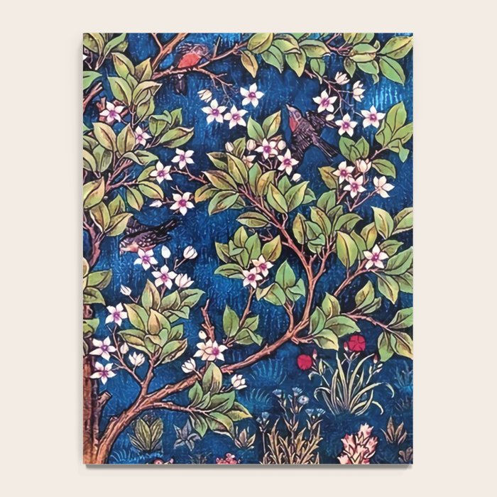 William Morris Tree of Life Blue Twilight floral textile 19th century pattern print for drapes, curtains, pillows, duvets, comforters, and home and wall decor Notebook Gallery Image 4