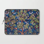 William Morris Tree of Life Blue Twilight floral textile 19th century pattern print for drapes, curtains, pillows, duvets, comforters, and home and wall decor Laptop Sleeve Gallery Image 1