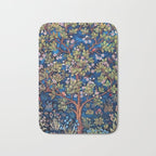 William Morris Tree of Life Blue Twilight floral textile 19th century pattern print for drapes, curtains, pillows, duvets, comforters, and home and wall decor Bath Mat Gallery Image 1