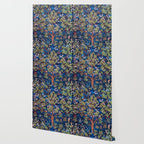 William Morris Tree of Life Blue Twilight floral textile 19th century pattern print for drapes, curtains, pillows, duvets, comforters, and home and wall decor Wallpaper Gallery Image 2