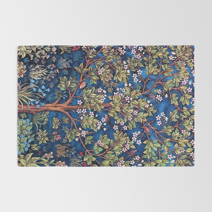 William Morris Tree of Life Blue Twilight floral textile 19th century pattern print for drapes, curtains, pillows, duvets, comforters, and home and wall decor Rug Gallery Image 2