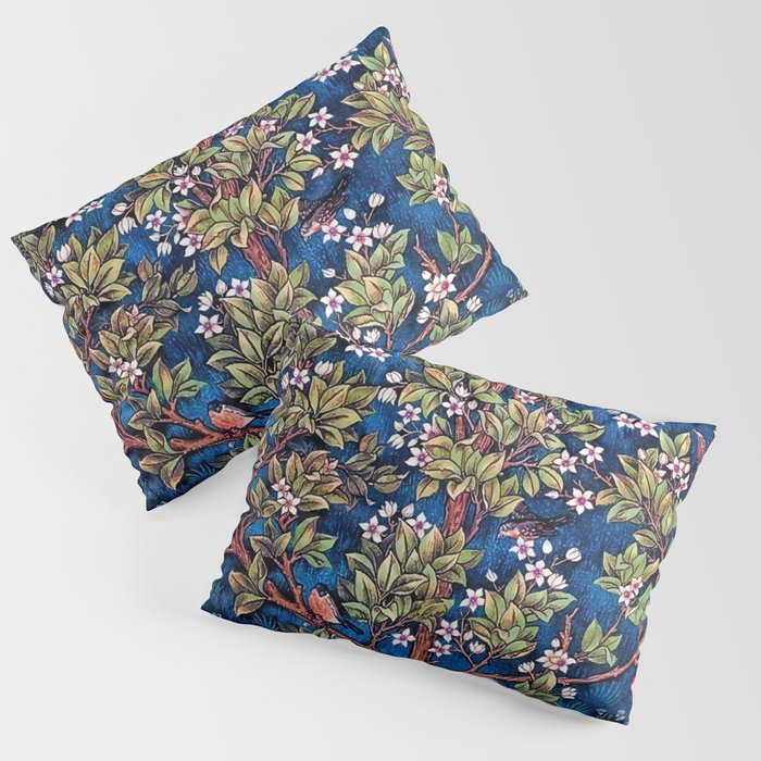 William Morris Tree of Life Blue Twilight floral textile 19th century pattern print for drapes, curtains, pillows, duvets, comforters, and home and wall decor Pillow Sham Gallery Image 1
