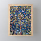 William Morris Tree of Life Blue Twilight floral textile 19th century pattern print for drapes, curtains, pillows, duvets, comforters, and home and wall decor Mini Art Print Gallery Image 1