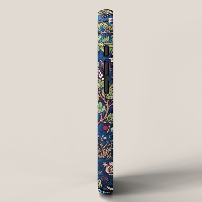 William Morris Tree of Life Blue Twilight floral textile 19th century pattern print for drapes, curtains, pillows, duvets, comforters, and home and wall decor iPhone Case Gallery Image 2