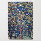 William Morris Tree of Life Blue Twilight floral textile 19th century pattern print for drapes, curtains, pillows, duvets, comforters, and home and wall decor Cutting Board Gallery Image 1