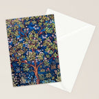 William Morris Tree of Life Blue Twilight floral textile 19th century pattern print for drapes, curtains, pillows, duvets, comforters, and home and wall decor Stationery Card Gallery Image 2