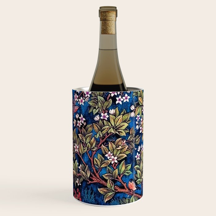 William Morris Tree of Life Blue Twilight floral textile 19th century pattern print for drapes, curtains, pillows, duvets, comforters, and home and wall decor Wine Chiller Gallery Image 2