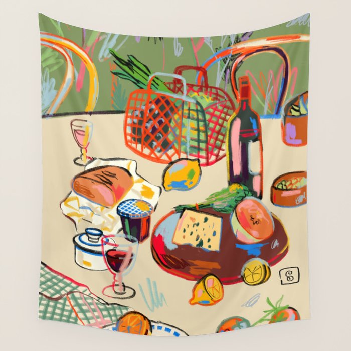 WINE BREAK Wall Tapestry Gallery Image 1