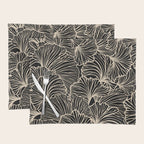 Decorative Leaf Pattern, Floral Prints, Cream and Black Placemat Gallery Image 1