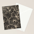 Decorative Leaf Pattern, Floral Prints, Cream and Black Stationery Card Gallery Image 2