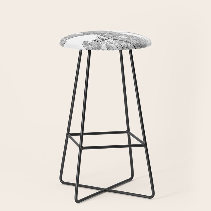 Seattle White Map Stool Gallery Image 1