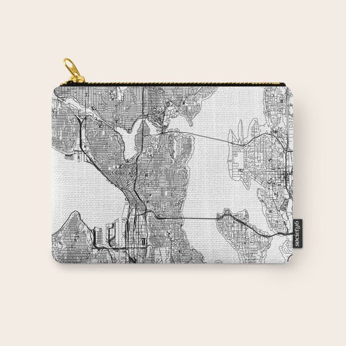 Seattle White Map Carry All Pouch Gallery Image 1