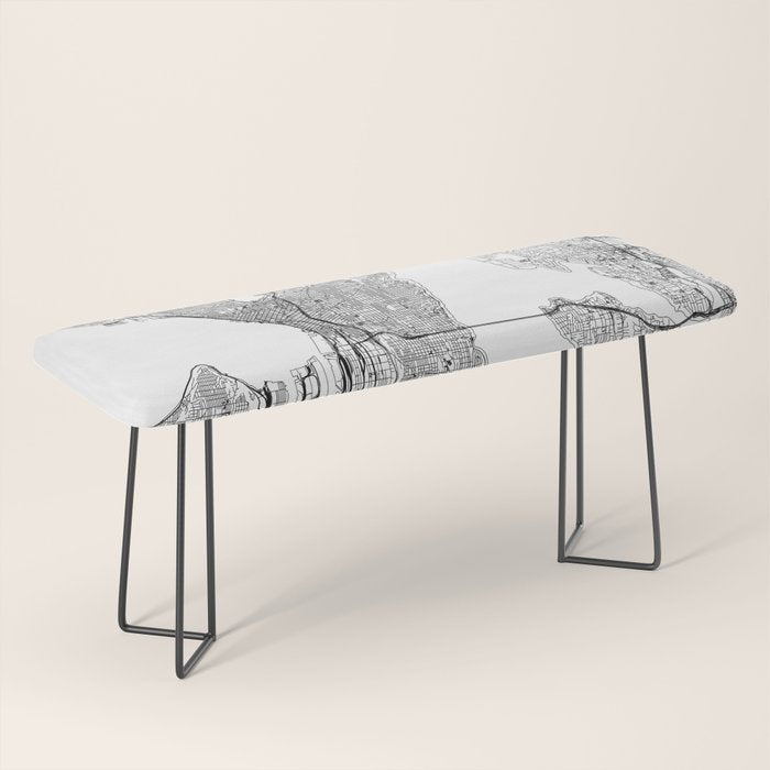 Seattle White Map Bench Gallery Image 1