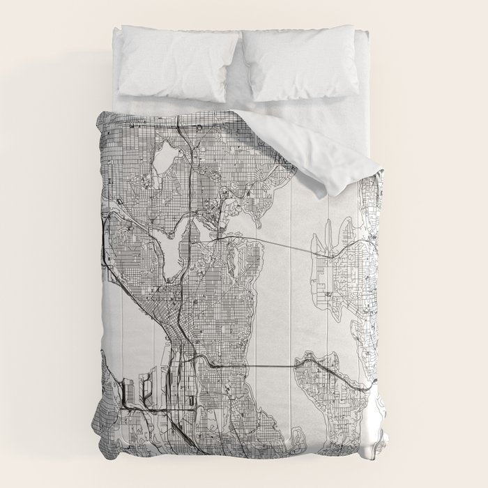 Seattle White Map Comforter Gallery Image 6