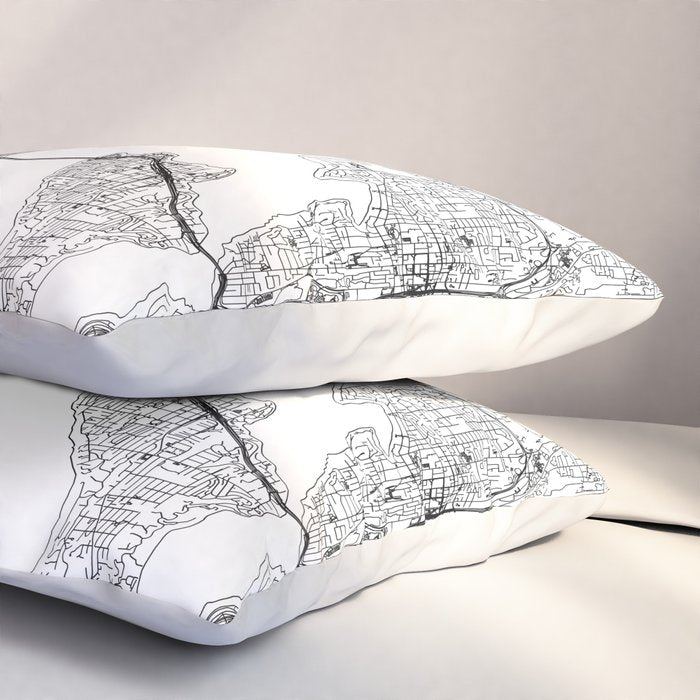 Seattle White Map Pillow Sham Gallery Image 3