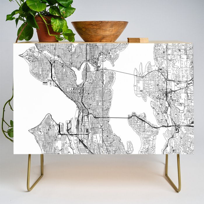 Seattle White Map Credenza Gallery Image 1