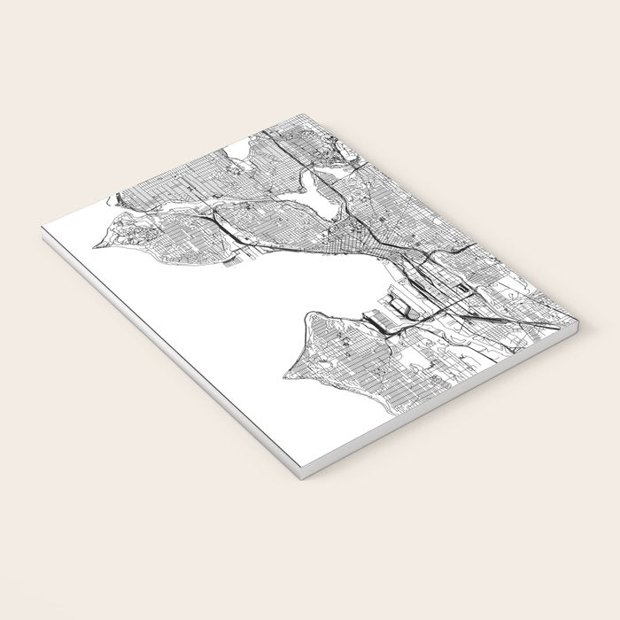 Seattle White Map Notebook Gallery Image 3
