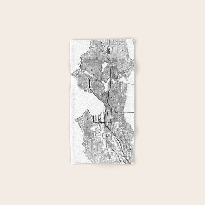 Seattle White Map Bath Towel Gallery Image 1