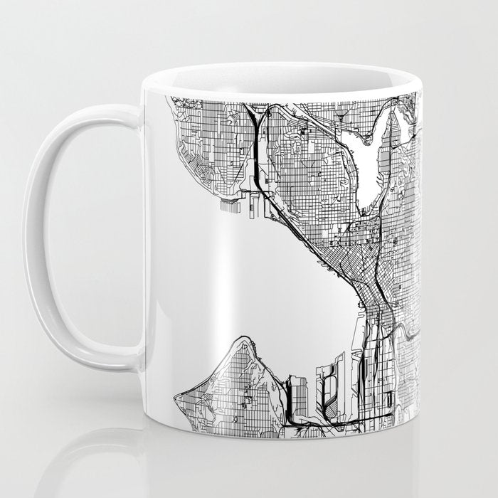 Seattle White Map Coffee Mug Gallery Image 3