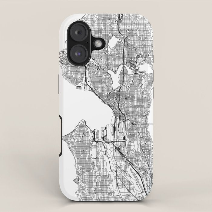 Seattle White Map iPhone Case Gallery Image 1