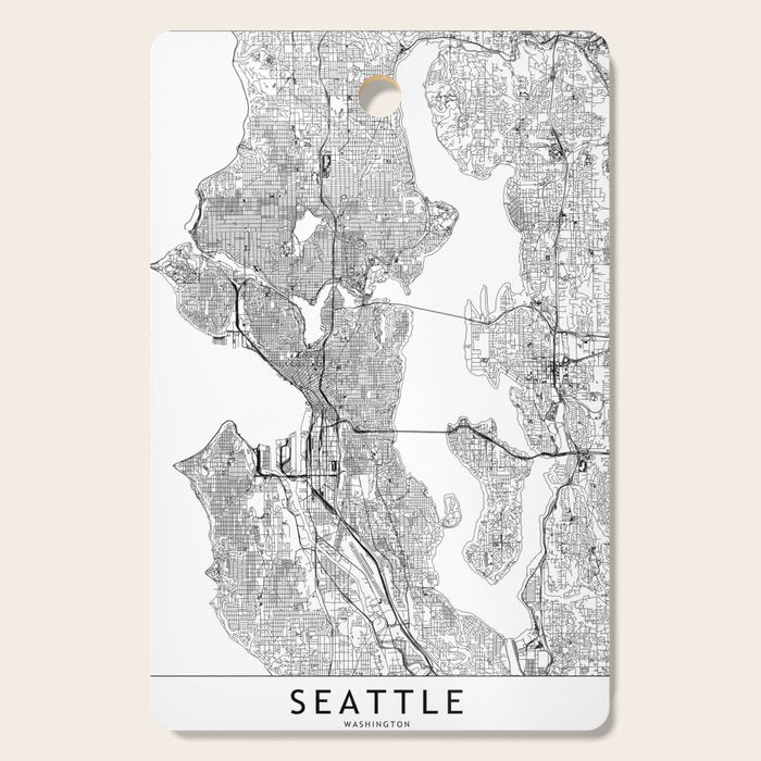 Seattle White Map Cutting Board Gallery Image 1