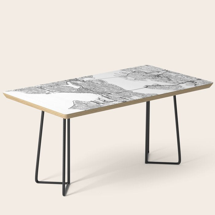Seattle White Map Coffee Table Gallery Image 1
