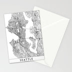 Seattle White Map Stationery Card Gallery Image 2