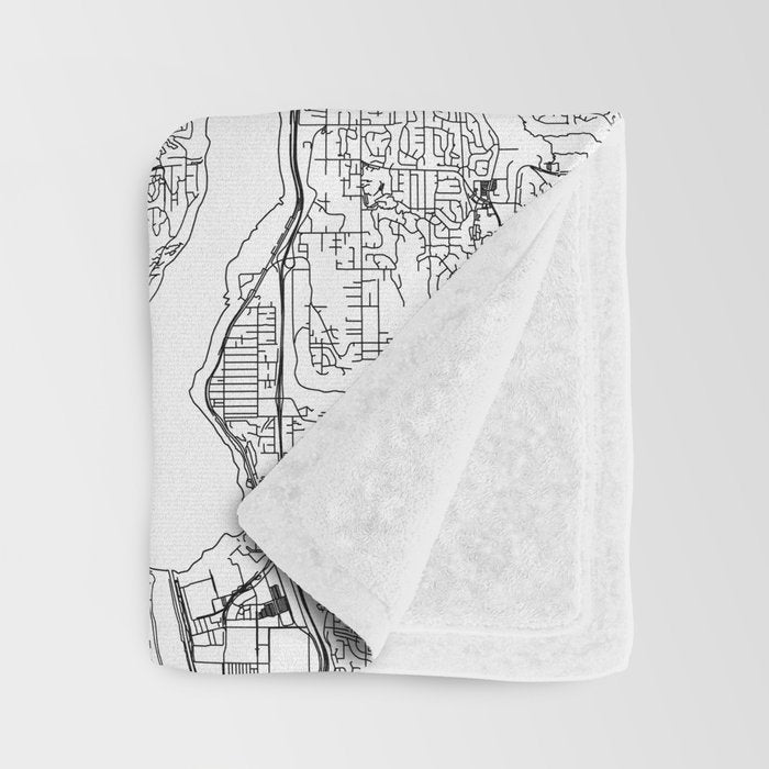 Seattle White Map Throw Blanket Gallery Image 3