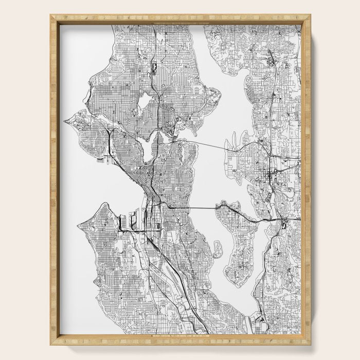 Seattle White Map Serving Tray Gallery Image 1