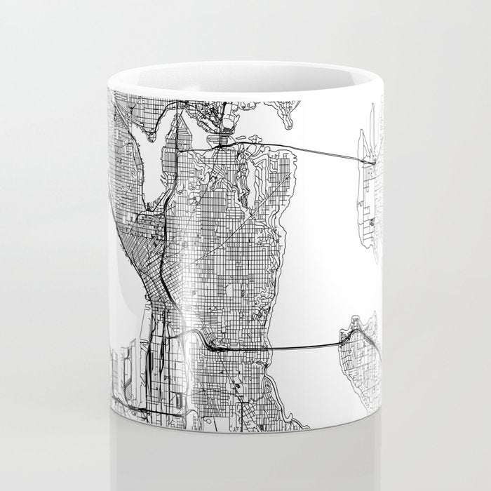 Seattle White Map Coffee Mug Gallery Image 4