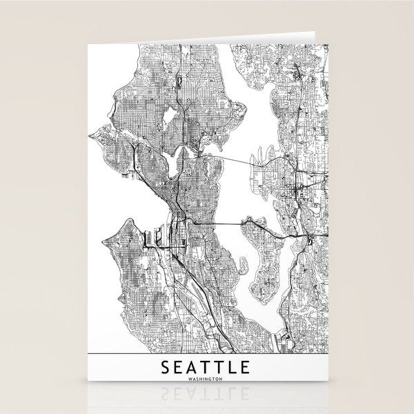 Seattle White Map Stationery Card Gallery Image 1