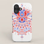 Sacred Lotus Mandala - Red & Blue Palette iPhone Case Gallery Image 1