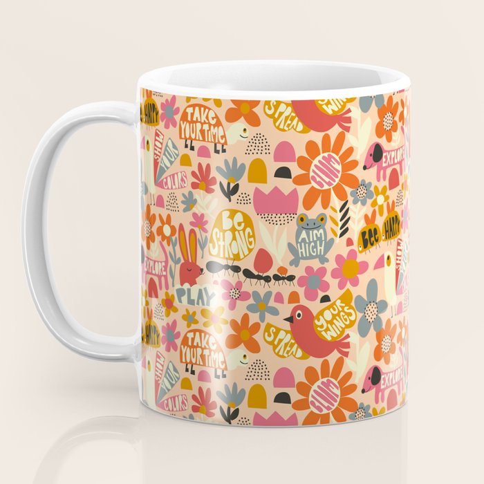 Playful Meadow Cute Animals with Motivational Affirmations - Bright and Warm Coffee Mug Gallery Image 3