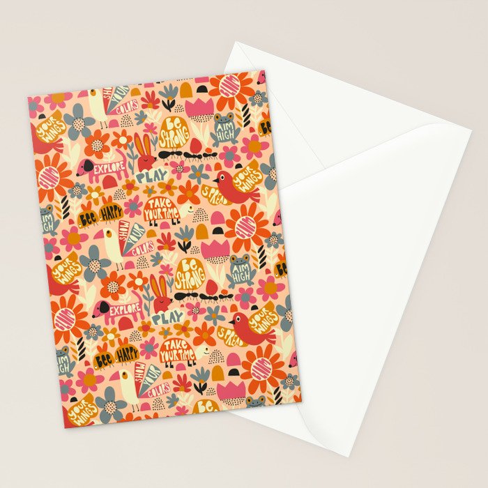 Playful Meadow Cute Animals with Motivational Affirmations - Bright and Warm Stationery Card Gallery Image 2