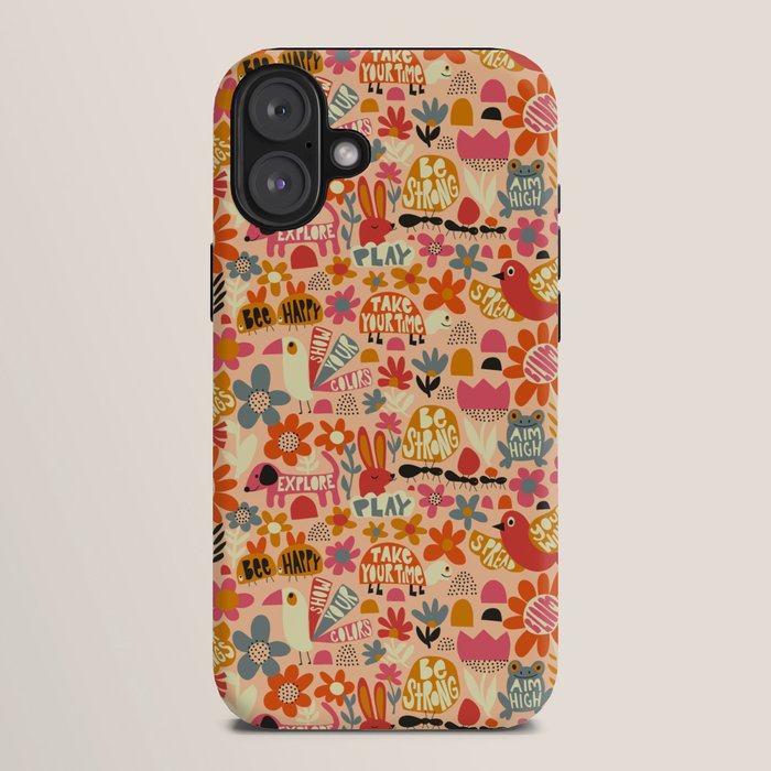 Playful Meadow Cute Animals with Motivational Affirmations - Bright and Warm iPhone Case Gallery Image 10