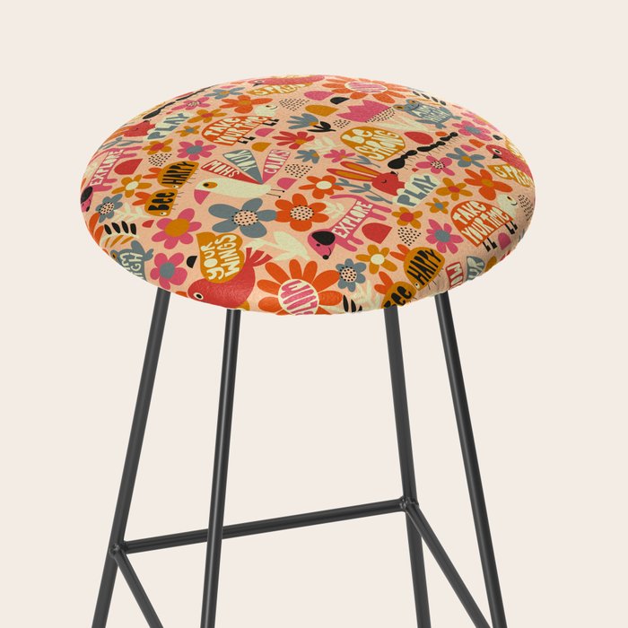 Playful Meadow Cute Animals with Motivational Affirmations - Bright and Warm Stool Gallery Image 2