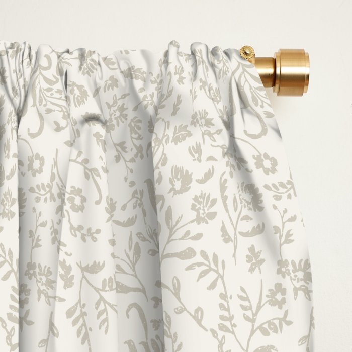 Beige Ditsy Toile Floral Window Curtain Gallery Image 2