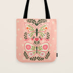  Folk Butterflies -Peach Tote Bag Gallery Image 1