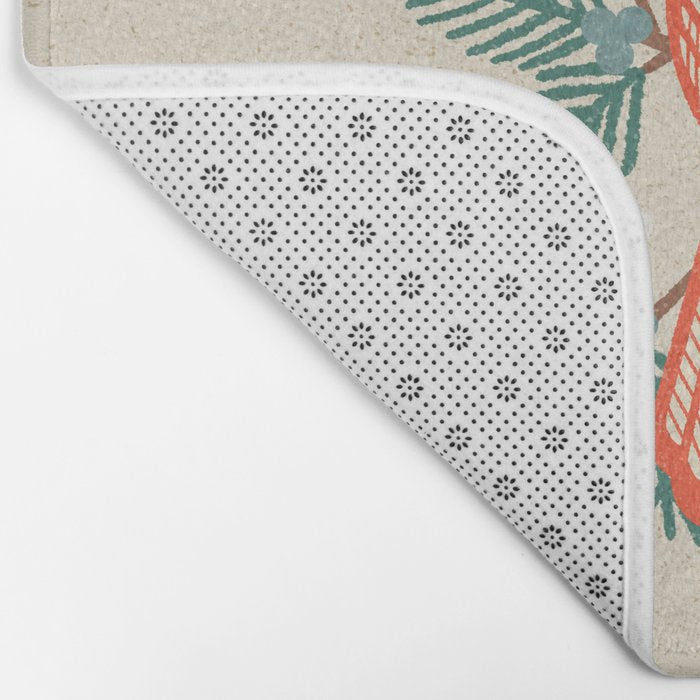 Cardinal Bird and Pine Branches Bath Mat Gallery Image 2