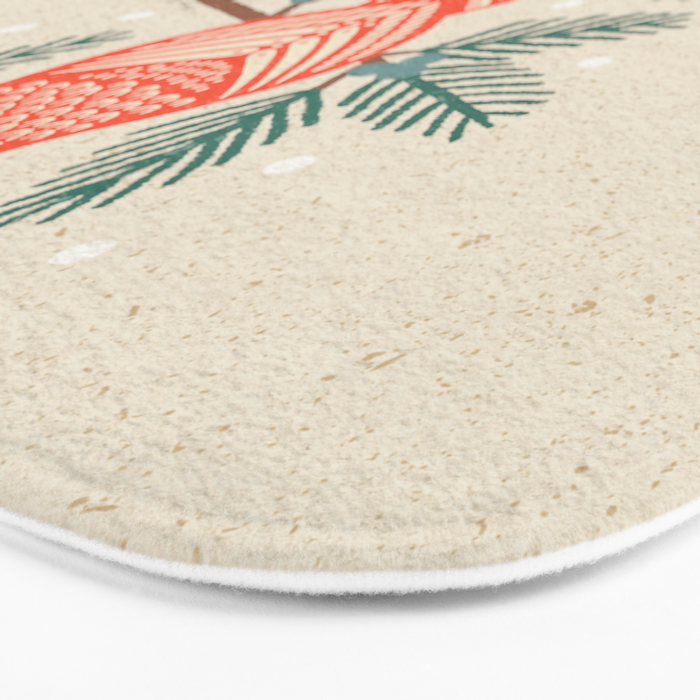 Cardinal Bird and Pine Branches Bath Mat Gallery Image 3