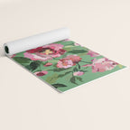 Happy peony vintage mint background Yoga Mat Gallery Image 2