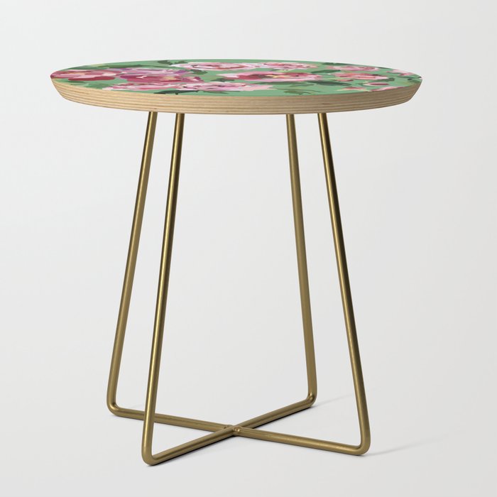 Happy peony vintage mint background Side Table Gallery Image 1