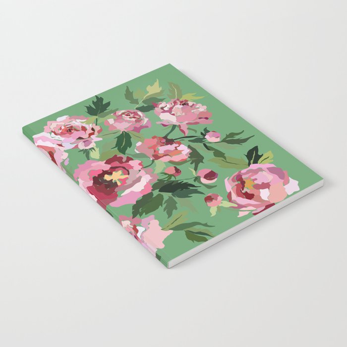 Happy peony vintage mint background Notebook Gallery Image 1